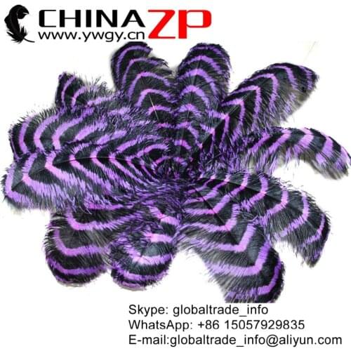 CHINAZP Size 28'-30" (70-75cm) Wholesale 50pcs/lot Fantastic DIY Decoration Black and Pink Striped Ostrich Feather Centerpiece
