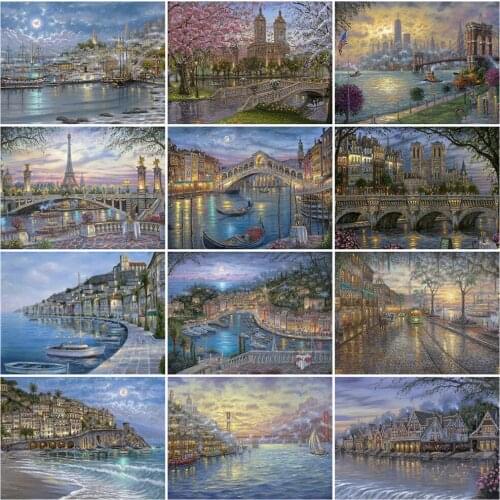 EverShine Diamond Painting Landscape Cross Stitch Diamond Mosaic City Rhinestones Art Building Bead Embroidery Handmade Gift