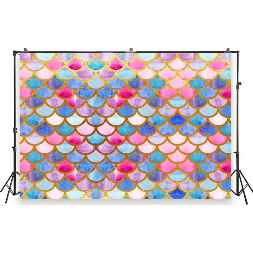 HUAYI Photo Background Newborns Baby Shower Birthday Mermaid Wave Photography Backdrop Custom Studio Photobooth Backdrop XT-6933