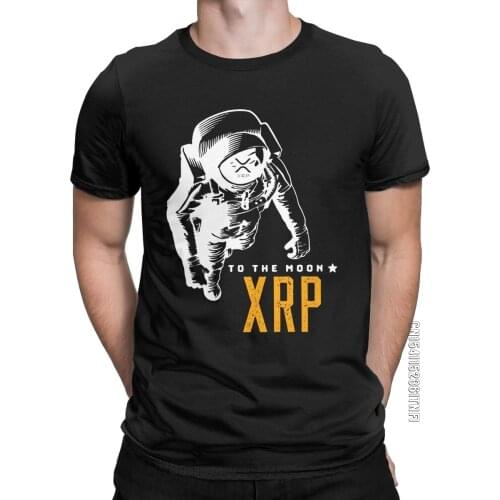 Amazing Ripple XRP Moon T-Shirt Men Crew Neck Cotton T Shirts Bitcoin Crypto Classic Short Sleeve Tees Party Clothing