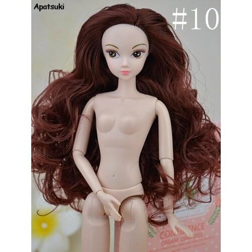Doll Head with Long Curl Hair + 12 Joints Naked Body for 1/6 BJD Dolls Body for 11.5" Dolls Accessories House Kid Girl Toy Gifts