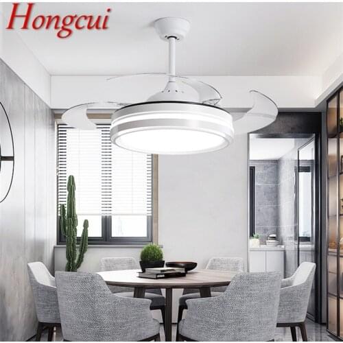 Hongcui Ceiling Fan With Lights Remote Control 3 Colors LED Decorative For Home Living Room Dining Room Bedroom Restaurant
