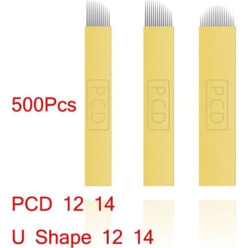 500 Pcs nano blade laminas Microblading Needles Hard 12/14/12u/14u for Microblading Embroidery Pernement Makeup eyebrow Machine