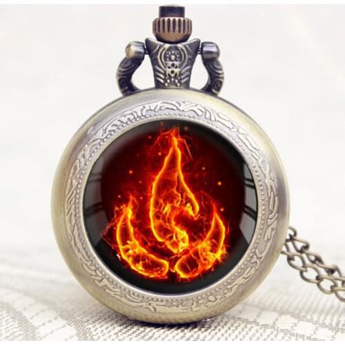 New Design Pocket Watch Avatar the Last Airbender Fire Firebending High Grade Chain Necklace Men Cool Gift