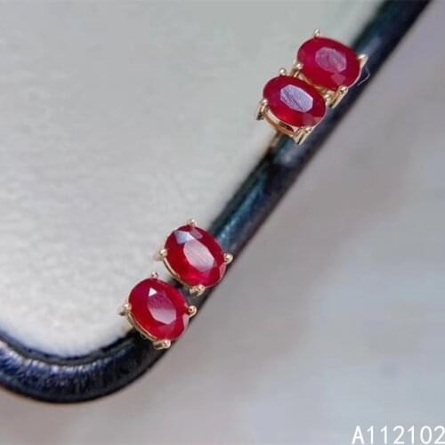 KJJEAXCMY fine jewelry 925 sterling silver inlaid natural ruby Girl classic Chinese style simple earring support test