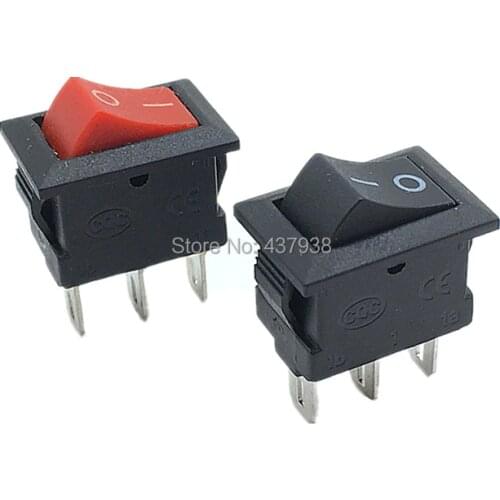 10pcs Push Button Switch 10x15mm SPST 3Pins 2 Position 3A 250V KCD11 On/Off Boat Rocker Switch 10MM*15MM Black Red