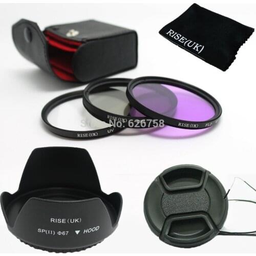 RISE(UK) 67mm UV CPL FLD Filter Kit + Petal Flower Lens Hood + Center-Pinch lens cap for canon nikon pentax sony camera