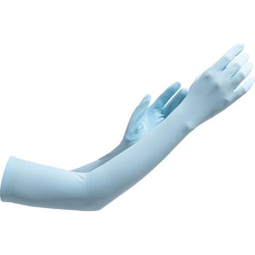 Summer Women Outdoor Sport UV Sunscreen Sun Cycling Glove Long Ice Silk Lace Non Slip Touch Screen Viscose Driving Mitten F6