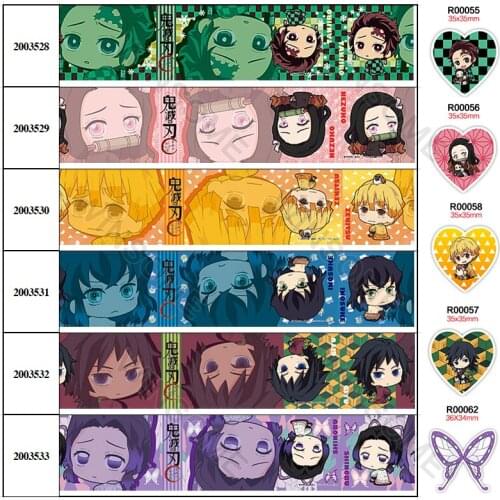 Hot sales 10yards Japanese cartoon printed grosgrain ribbon,planar resins 30 pcs