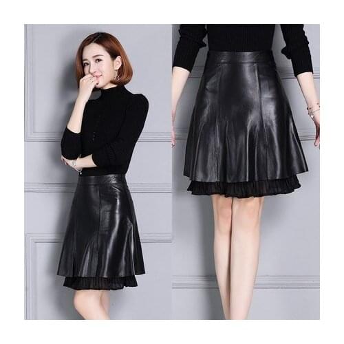 Top brand Skirt New Leather Print Sheepskin Skirt K104-1 high quality