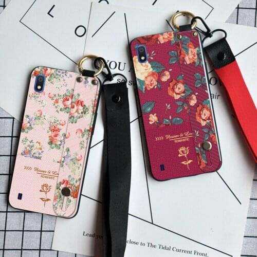 3D Floral Matte Silicone Case For Samsung Galaxy A01 A10 A20E A21 A30S A40 A50 Luxury Neck Lanyard Cover For Samsung A50 A51 A52