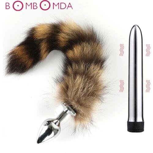 Metal Vibrator Fox Tail Anal Plug Massage Prostate Vagina Sex Toy For Men Women Clitoris Stimulation Masturbator Adult Sex Games