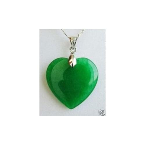 Fashion Green Jadestone Heart Shape Silver color Pendant /necklace