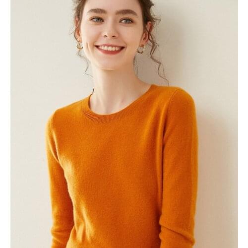 Autumn and winter new womens pullover bottoming shirt 100% Australian wool
