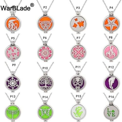 WarBLade New Vintage Tree Of Life Necklaces Aromatherapy Skull Cross Locket Pendant DIY Perfume Essential Oil Diffuser Necklace