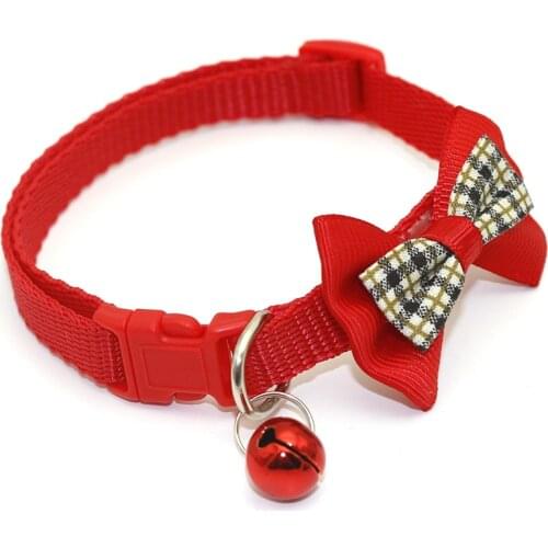 Red Bow Small Dog Collar with Bell Adjustable Buckle Strap Cat Collar Pet Dog Supplies Cat Dog Accessories Chihuahua