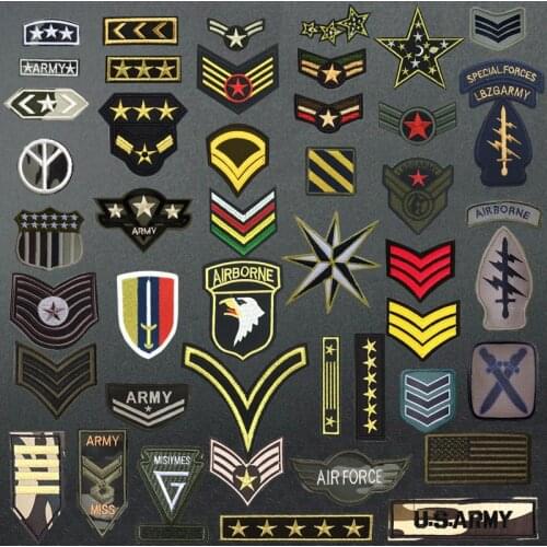 Army Rank Iron on Patches Embroidery Military Patch for Clothing Special Airborne Air Force Applique Stripes Clothes Sticker DIY