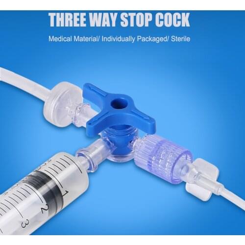 Plastic Three Way Stop Cock for Clinical Hospital Luer Lock Adapter 3 Way Stopcock Flexiable T-Connector Extension Tube
