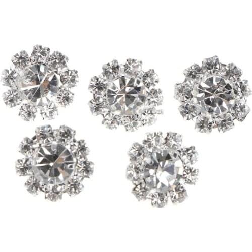5Pcs 12mm Round Rhinestone Shank Button Sewing Craft Embellishment DIY