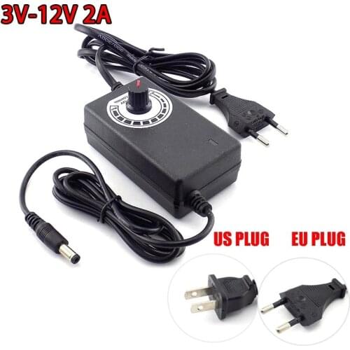 AC DC 100V 220V TO 3v 12V 2A Adjustable Power Adapter Supply adaptor plug adaptador wall charger 5.5*2.5mm for CCTV led lamp