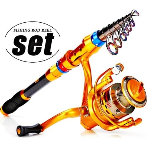 Sougayilang Carbon 1.8-3.6M Telescopic Fishing Rod with Spinning Reel Fishing Rods and Reels Set