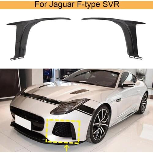 Carbon Fiber Front Bumper Splitters Canards Fins For Jaguar F-type SVR 2016-2019 Car Front Bumper Air Vent Covers Trim Splitters