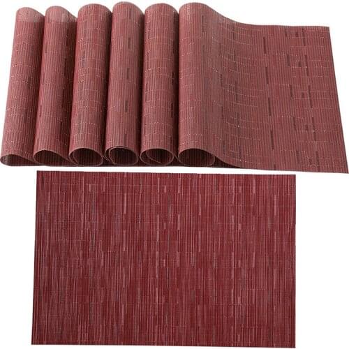 Bamboo Pattern Placemat Heat-Resistant Stain Anti-Skid Washable PVC Table Mats Kitchen Easy to Clean 2020 Christmas Decorations