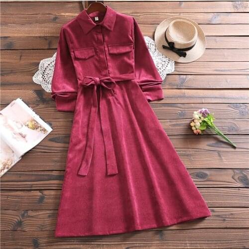 Spring autumn fashion mori girl vestidos japan style long sleeve women solid dress