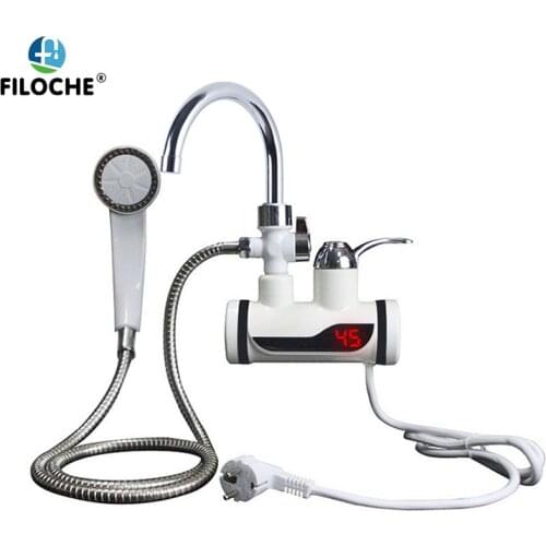 Water Heater Shower 220V Kitchen Faucet EU Plug Instant Water Heater 3000W Digital Display For Country House Cottage