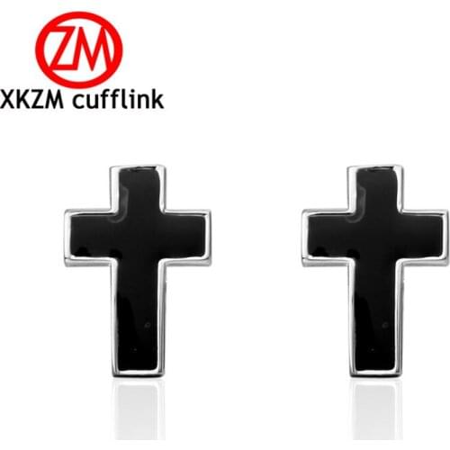 XKZM Fashion Luxury shirt Jesus black cross cufflink for mens Brand cuff buttons cuff links High Quality abotoaduras Jewelry