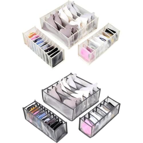 3/1pcs Folding Underwear Storage Box with Compartments Nylon Split Box Socks Bra Underwear Closet Drawer Organizer Divider