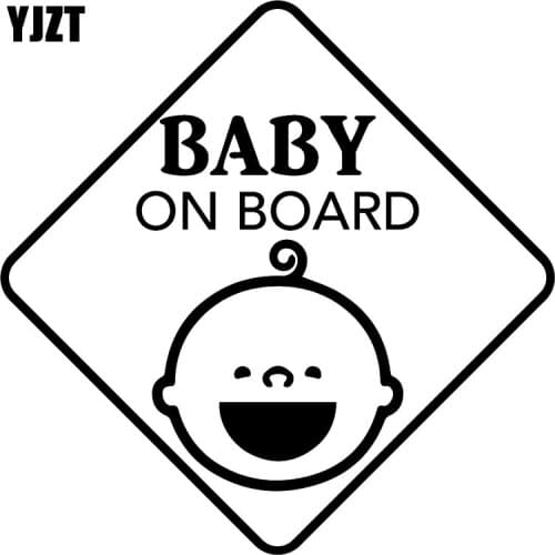 YJZT 14.7cm*14.7cm BABY ON BOARD Babys Smile Vinyl Car Sticker Decal Black/Silver C10-00071