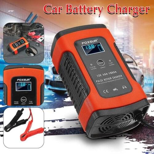 Full Automatic Car Battery Charger 110V to 220V To 12V 6A Intelligent Fast Power Charging Wet Dry Lead Acid Digital LCD Display