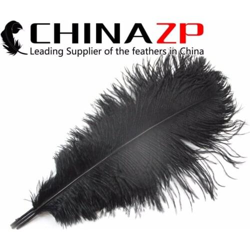 CHINAZP Factory 40~45cm(16~18inch) Length 100pcs/lot Graceful Dyed Black DIY Ostrich Feathers