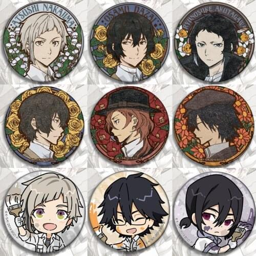 Anime Bungou Stray Dogs Badges on a Backpack Anime Icons Pins Badge Decoration Brooches Metal Badges For Clothes Bag DIY Gifts