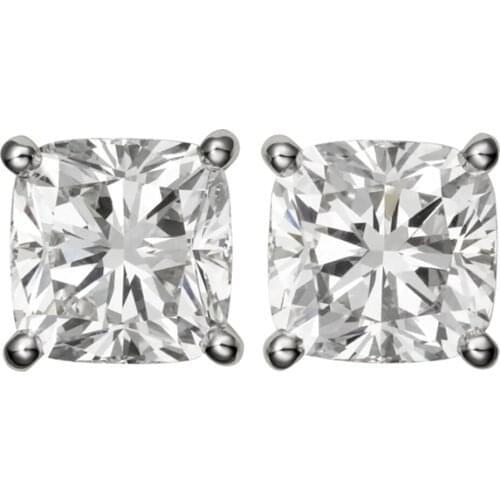 14K AU585 White Gold Stud Earrings Women Wedding Anniversary Engagement Party Cushion Moissanite Diamond Elegant Trendy Romantic