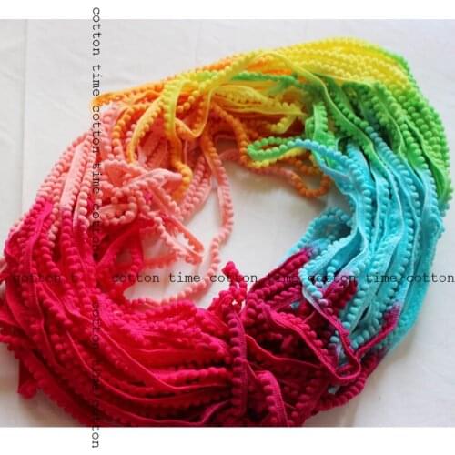 15meters/lot Sewing Access Rainbow Mini pompom trim 0.5cm ball diameter 1cm wide laciness Handmade materials,clothing accesory