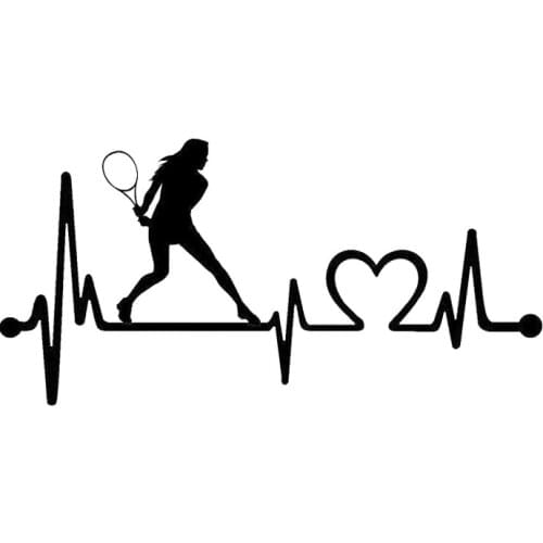 17CM*8CM Ladies Tennis Racquet Heartbeat Lifeline KK Vinyl Car Sticker Decor Waterproof Decal Car Accessories