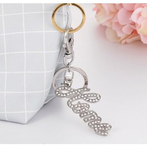 2021 Spring Fashion New Cute Rhinestone Crystal Gem Letter Home Bag Wallet Keychain Birthday Party Gift