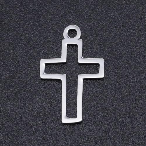 5pcs/lot 100% Stainless Steel Hollow Cross Charms Wholesale DIY Necklace Bracelet Making Charms Bracelets Pendants Top Quality
