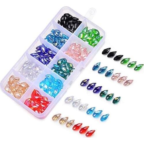 6 * 12mm Horizontal Hole Water Drop Crystal Beads Scattered Beads 10 Color Combination 150 PCs One Box Set