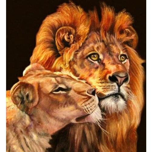 5D DIY Diamond Painting Full Square Lion And Son Diamond Embroidery Cross Stitch Rhinestone Wall Stickers Home Decor