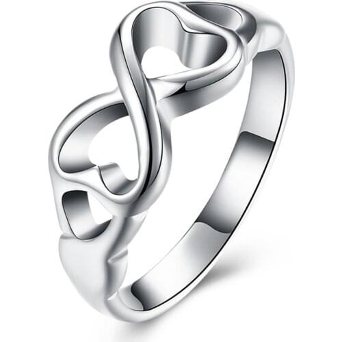 BABYLLNT 925 Silver Double Heart Ring For Women Wedding Engagement Party Fashion Charm Jewelry Gift Wholesale