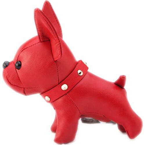 French Bulldog Keychain PU Leather Animal Dog Keyring Holder Bag Charm Trinket Chaveiros Bag Accessories Punk Style Pendant