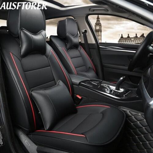 AUSFTORER Cowhide Automobiles Seat Covers for Jeep Patriot Seat Cushion Cover Leather Protectors Supports Accessories 15PCS/Sets