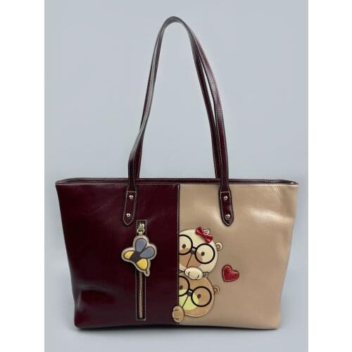 Cream Bear bag Totes With Short Handles