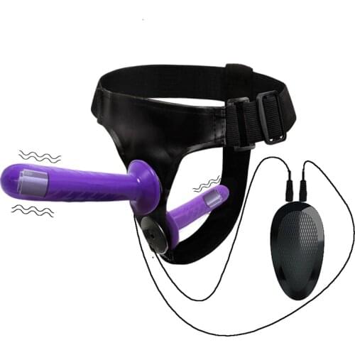 Esbian Couple Strapon Double Dildos Sex Toy The Vibrator and Strap Are Detachable Together