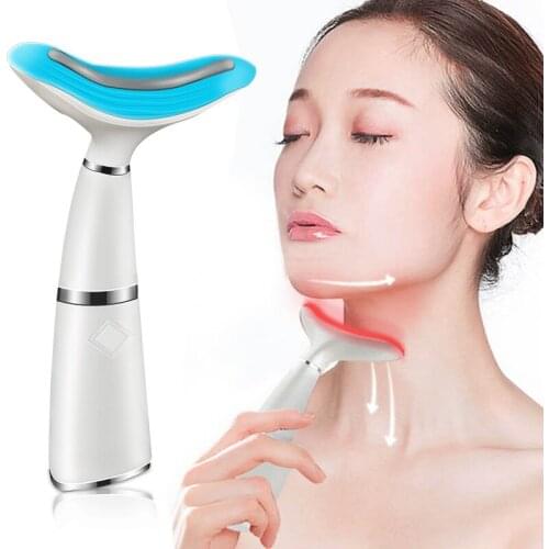 Electric LED Photon Therapy Face Neck Wrinkle Removal Vibrating Massager Lifting & Tighten Heating Skin Care Product Import Tool