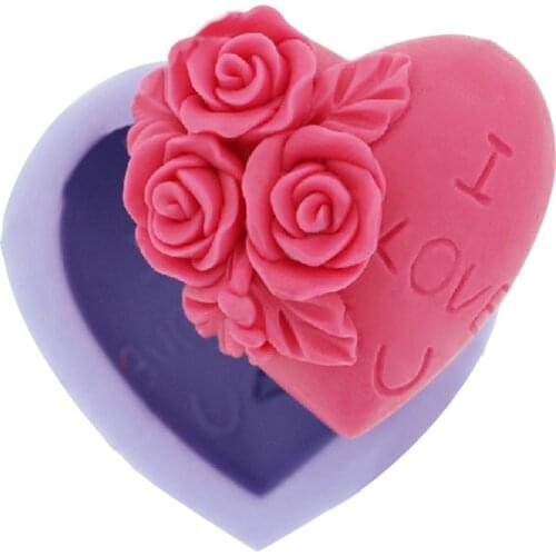 Heart Rose Shaped Silicone Mold Fondant Sugar Confectionery 3D soap Moulds Cake Decorating Tools