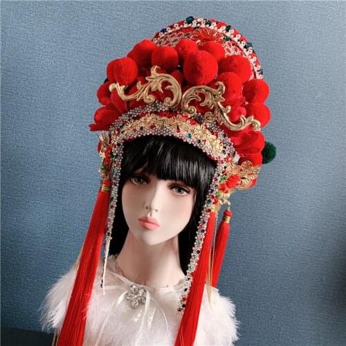 EMS wedding bride head accessories bride favors hats for women princess cosplay red drama opera model show hat stage performance
